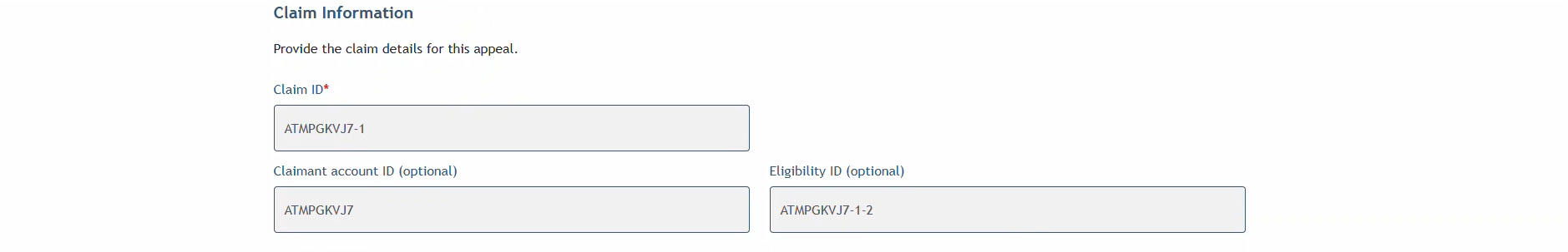 My FAMLI+ Appeals 4.5 Appeals Details Claim Information prepopulated from Benefits Portal