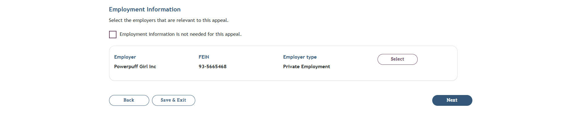 My FAMLI+ Appeals 4.5 Appeals Details Employer Information
