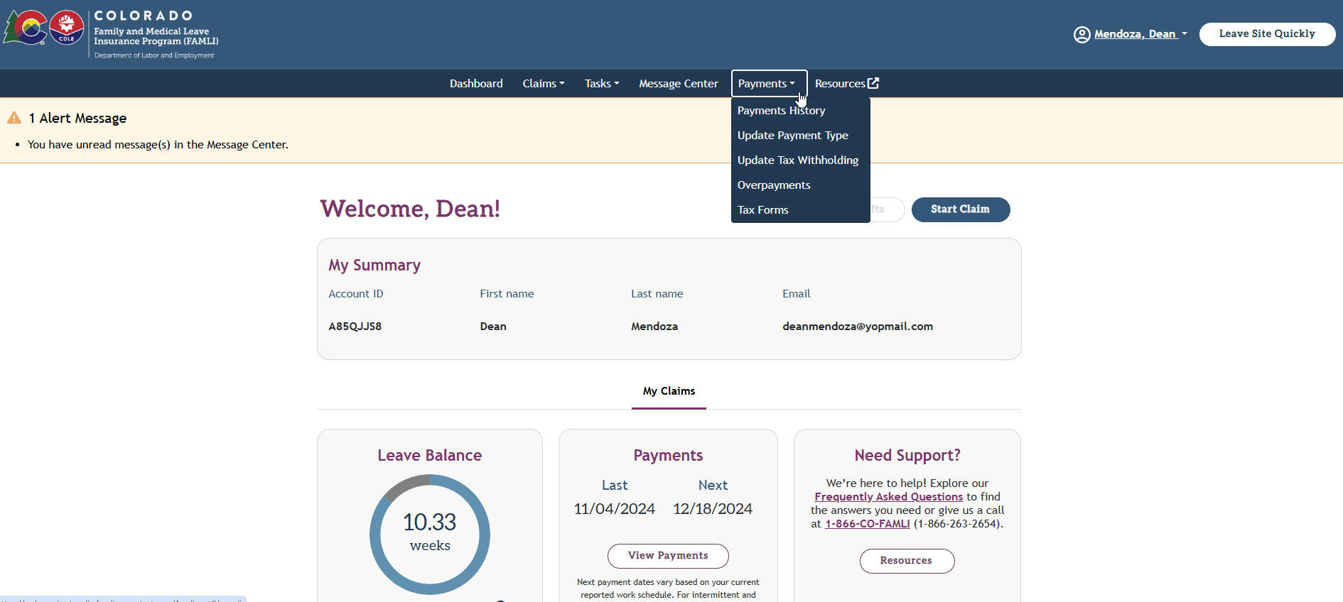 My FAMLI+ User Guide Payments Menu Tax Forms