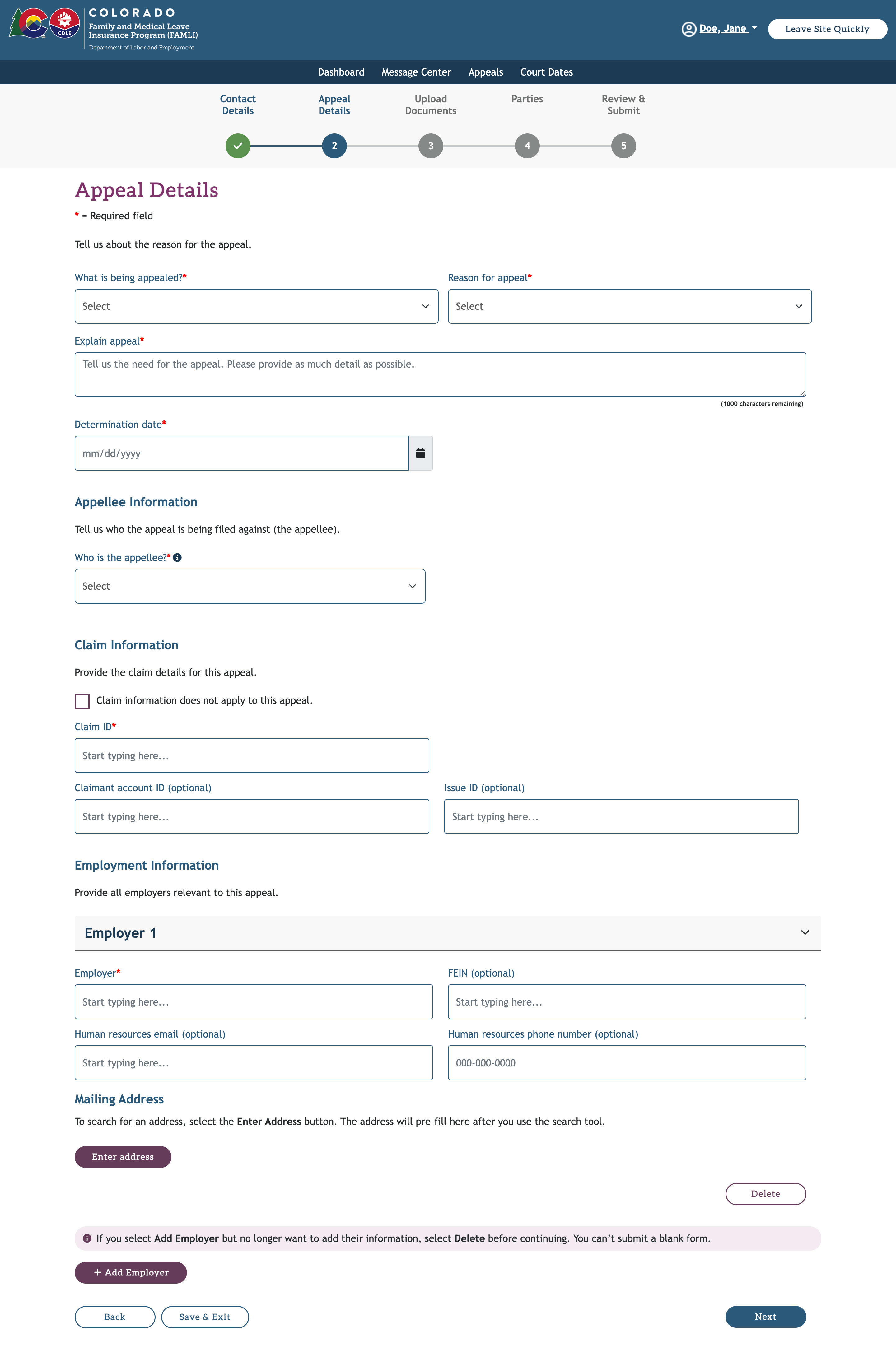 My FAMLI+ User Guide: Appeals Appeal Details