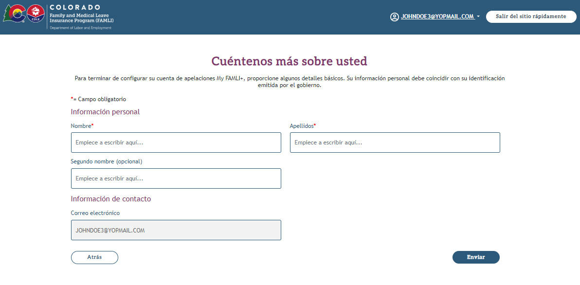 My FAMLI+ Apelaciones: Cuentenos mas sobre usted