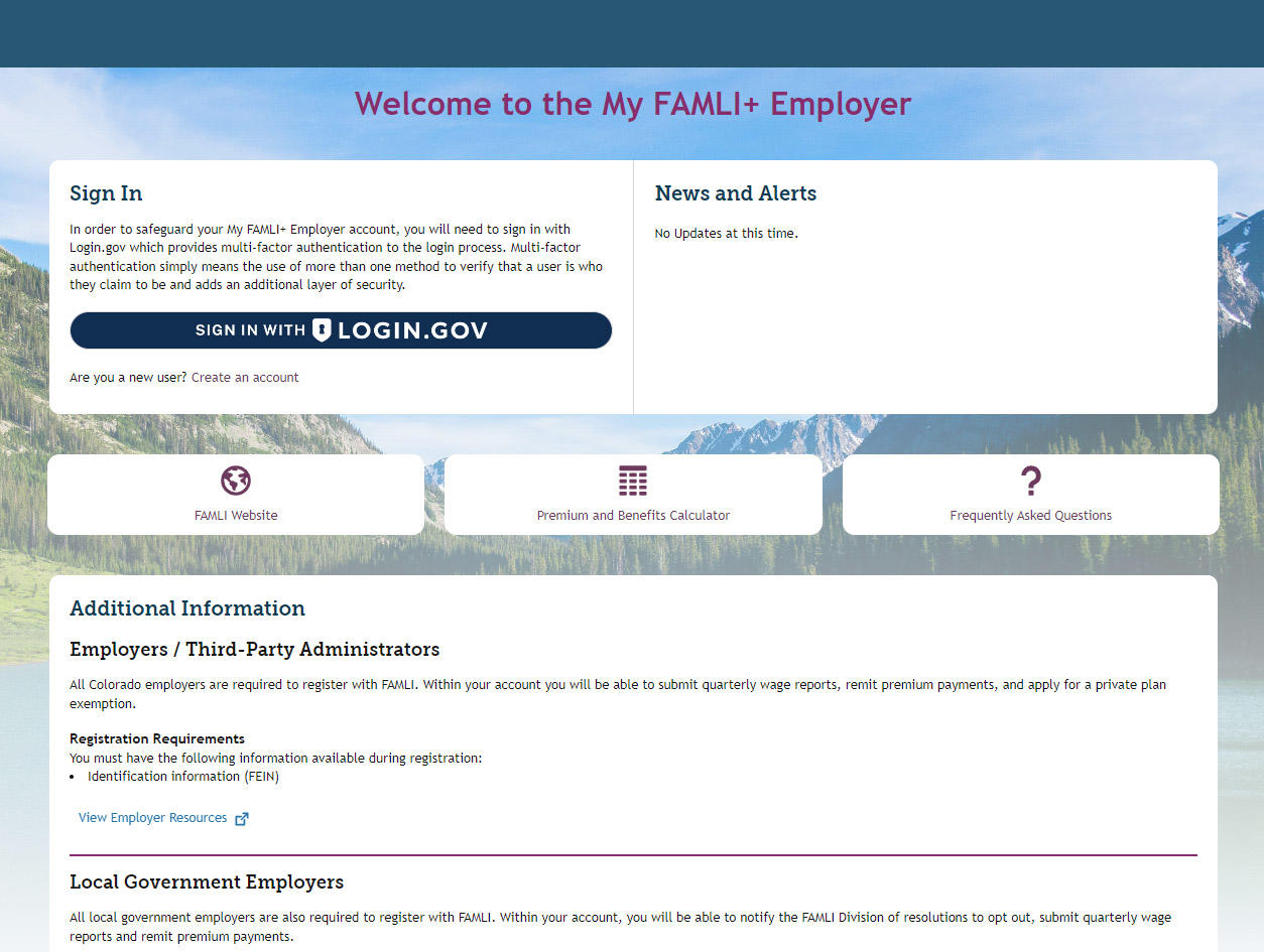 My FAMLI+ Employer Login Page