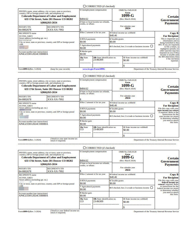 Form 1099-G sample.