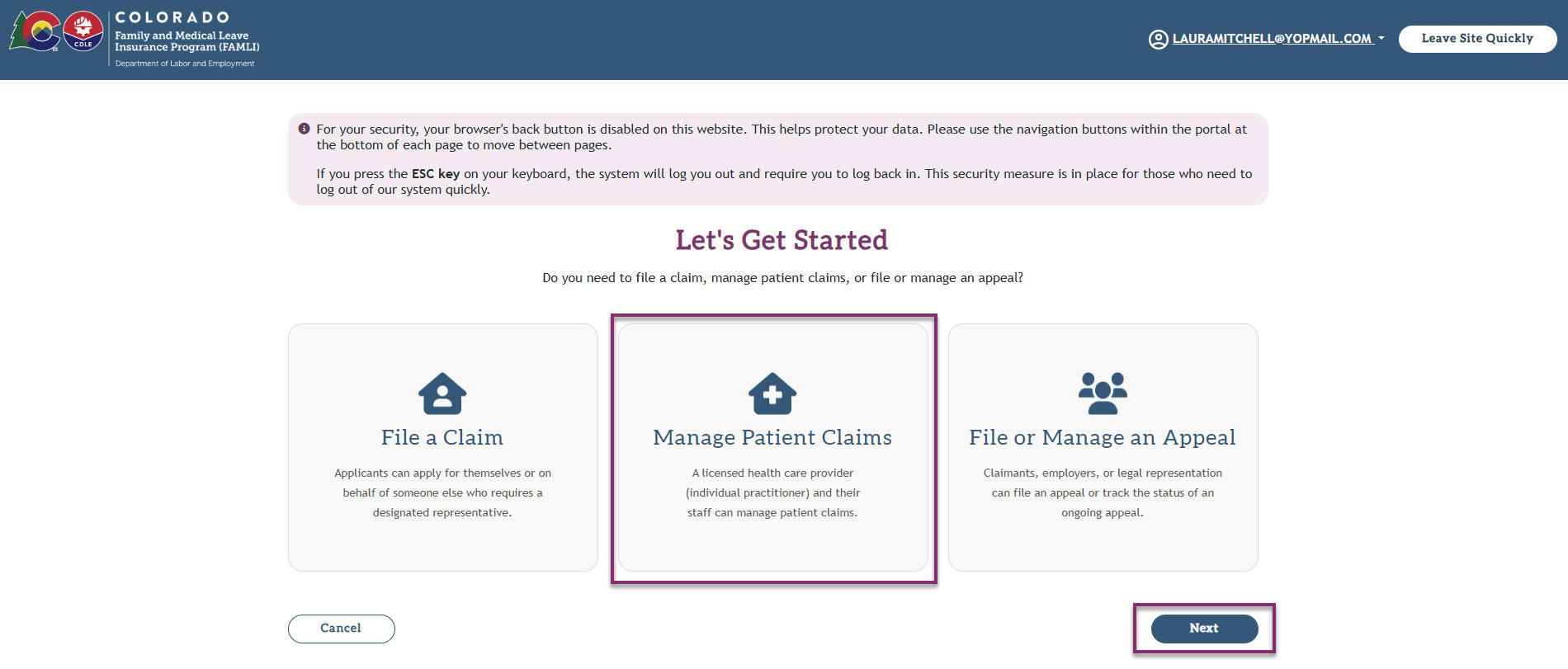 My FAMLI+ User Guide Let's Get Started Manage Patient Claims