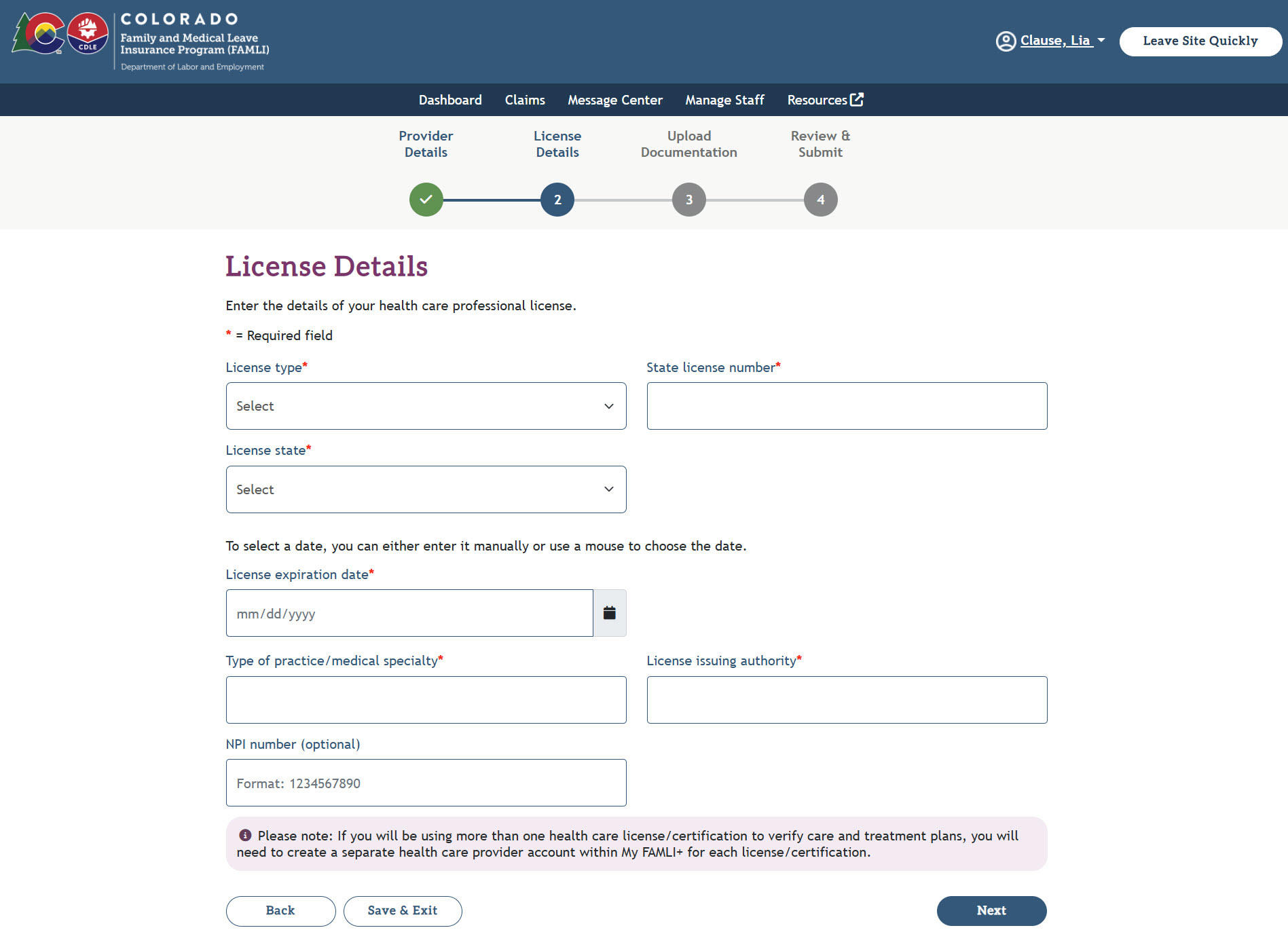 My FAMLI+ HCP 4.10 License Details
