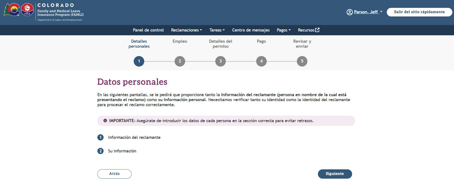 My FAMLI+ R4.3 Datos personales
