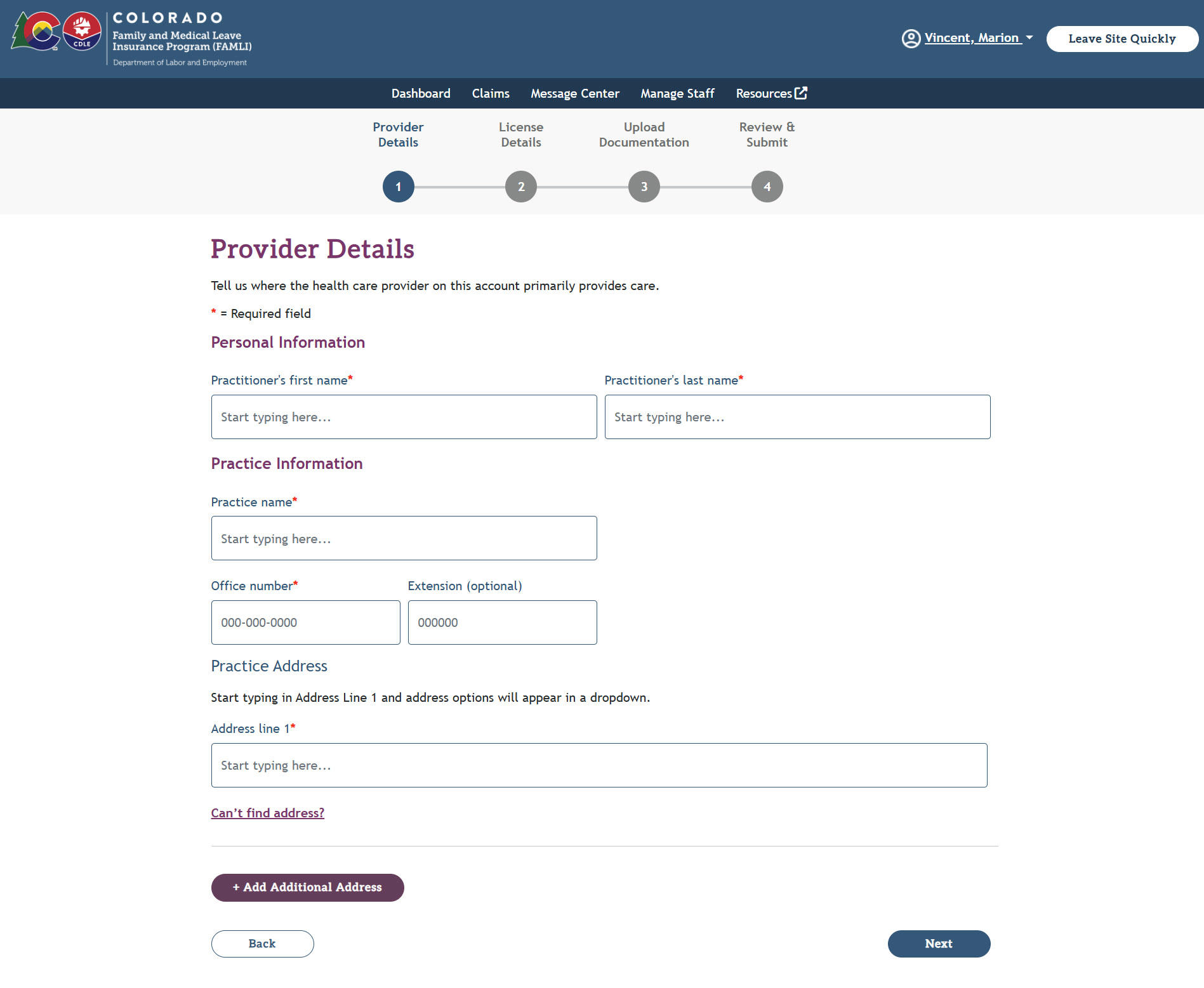 My FAMLI+ Provider Details page
