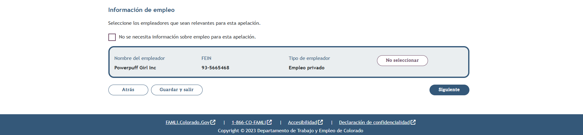My FAMLI+ Appeals 4.5 información del empleo