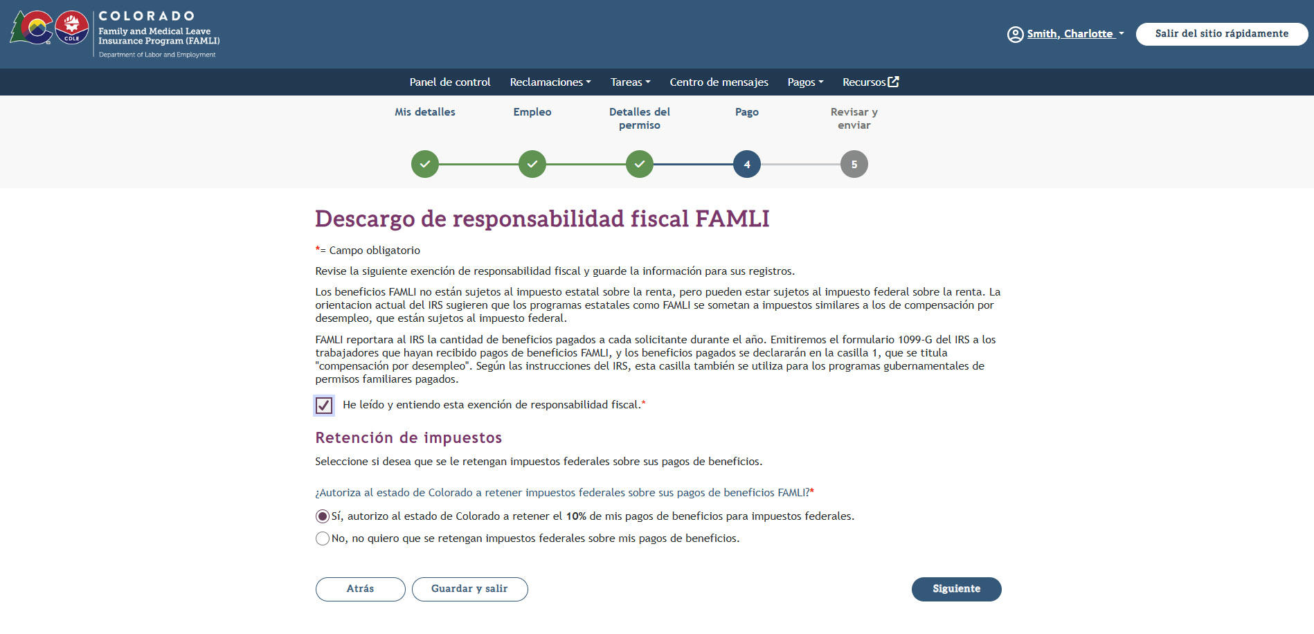 My FAMLI+ Descargo de responsabilidad fiscal FAMLI