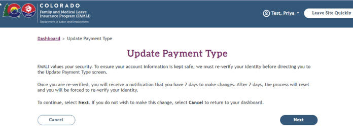 My FAMLI+ Update Payment Type screenshot