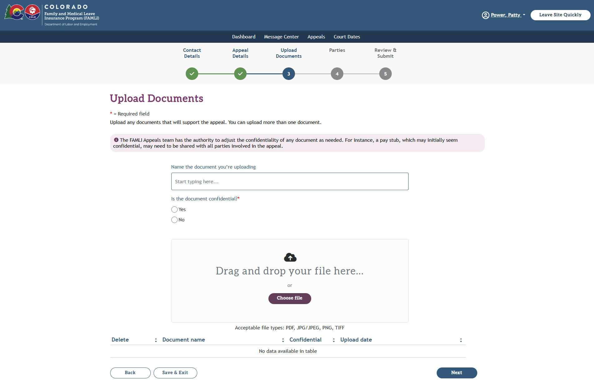 My FAMLI+ Appeals 4.5 Upload Documents
