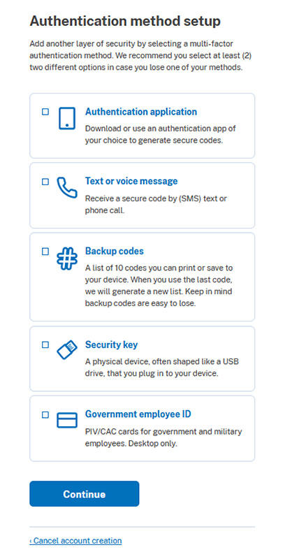 My FAMLI+ Authentication method setup screenshot