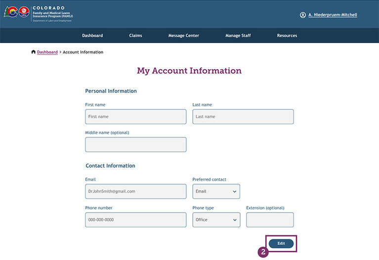 My FAMLI+ My Account Information screenshot
