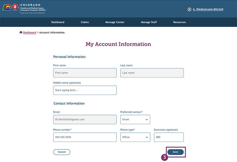 My FAMLI+ My Account Information screenshot