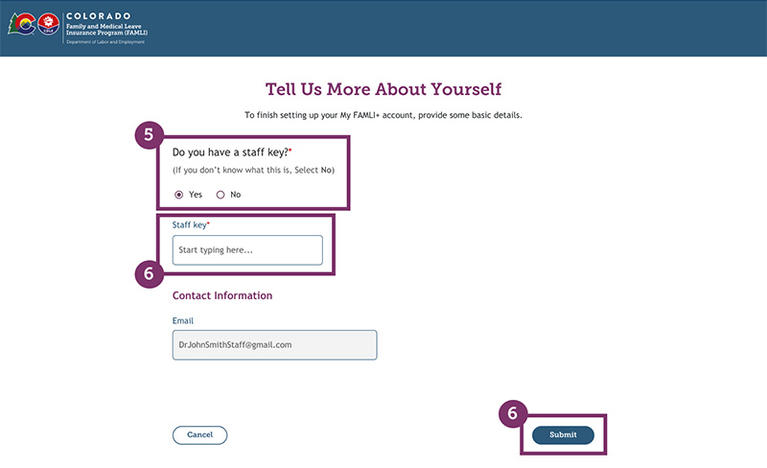 My FAMLI+ Tell Us More About Yourself screenshot