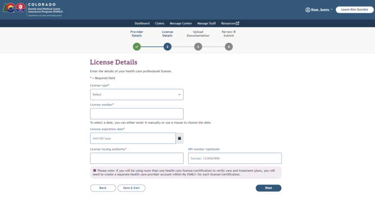 My FAMLI+ License Details screenshot