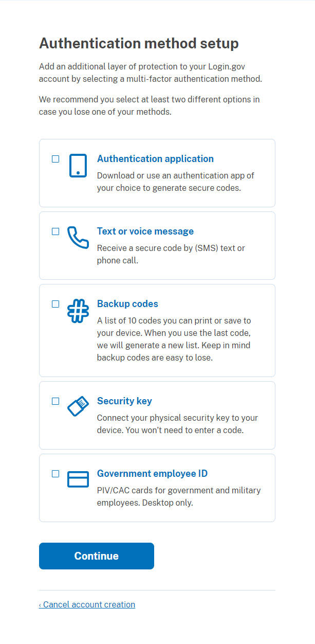 My FAMLI+ Employer Login.gov 2-Factor Authentication Page