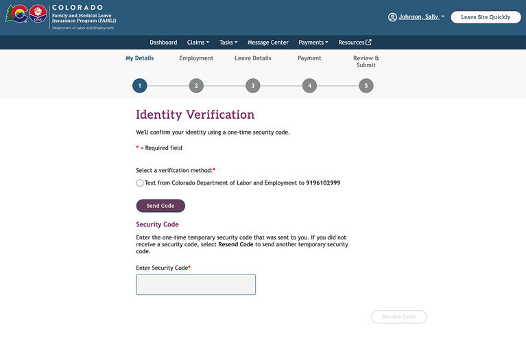 My FAMLI+ Identity Verification screenshot