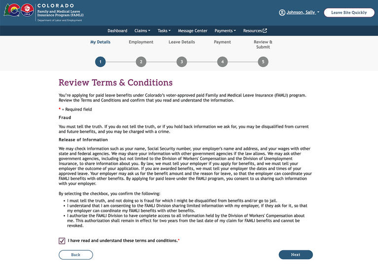 My FAMLI+ Review Terms and Conditions screenshot