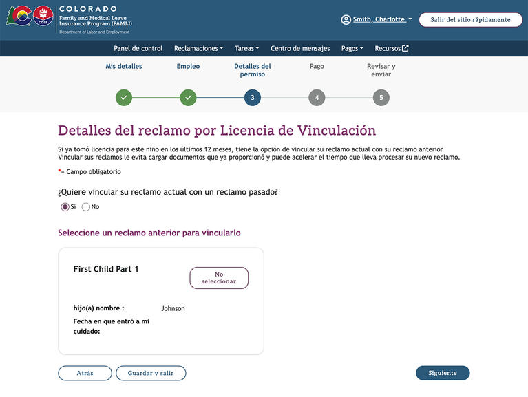 Detalles del reclamo por Licencia de Vinculación screenshot