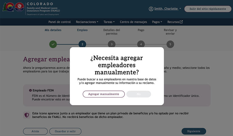 My FAMLI+ Necesita agregar empleadores manualmente screenshot