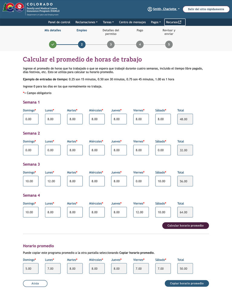 My FAMLI+ Calcular el promedio de horas de trabajo screenshot