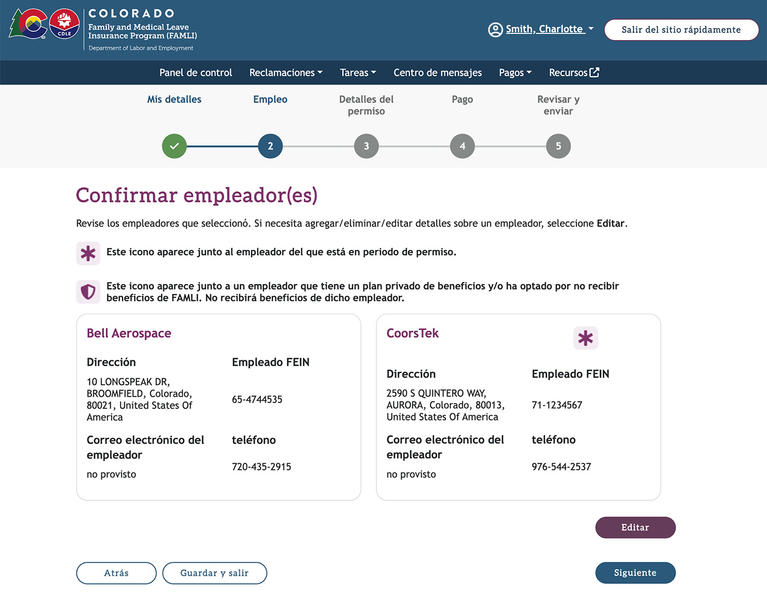 My FAMLI+ Confirmar empleadores screenshot