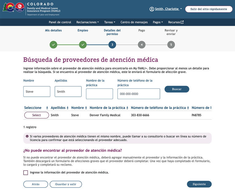 My FAMLI+ Búsqueda de proveedores de atención médica screenshot
