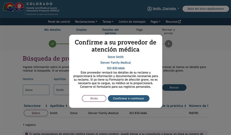 My FAMLI+ Confirme a su proveedor de atención médica screenshot