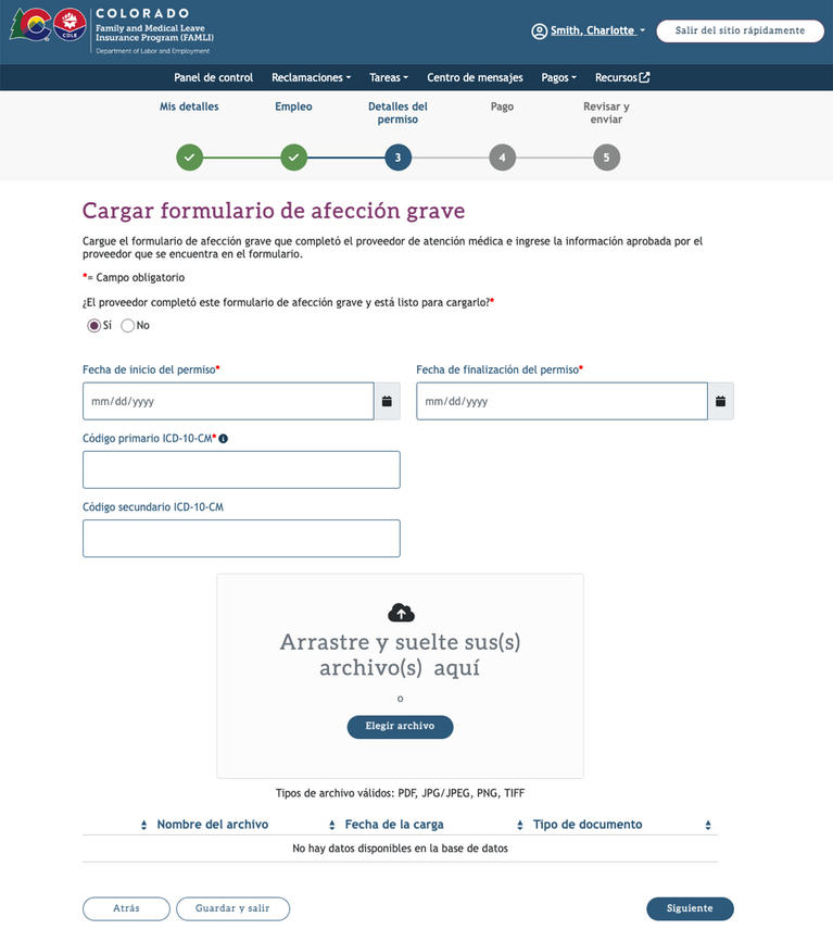 My FAMLI+ Cargar formulario de afección grave screenshot