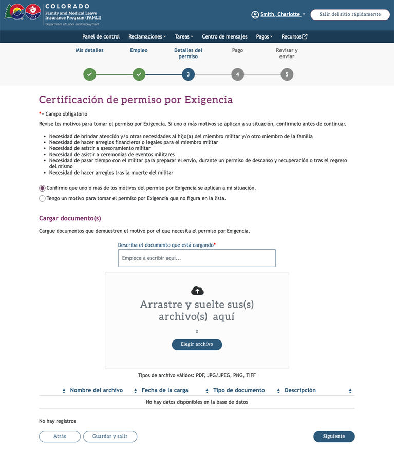 My FAMLI+ Certificación de permiso por Exigencia screenshot