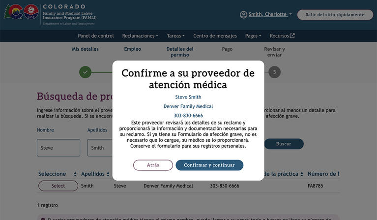 My FAMLI+ Confirem a su proveedor de atención médica screenshot