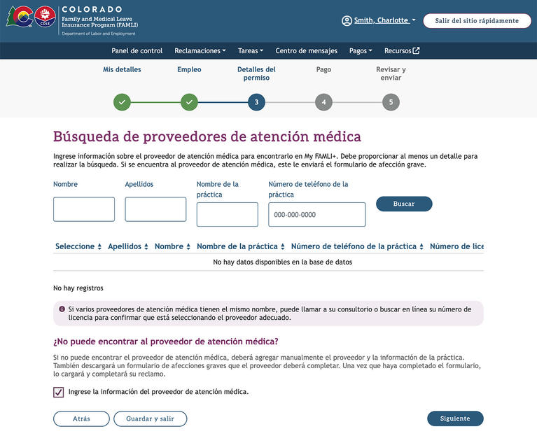 My FAMLI+ Búsqueda de proveedores de atención médica screenshot