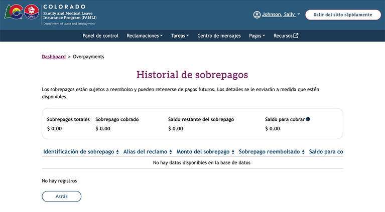 My FAMLI+ Historial de sobrepagos screenshot