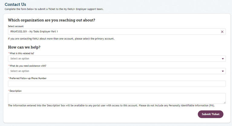 My FAMLI+ Employer Contact Us