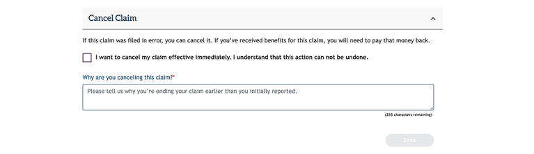 My FAMLI+ Cancel Claim screenshot
