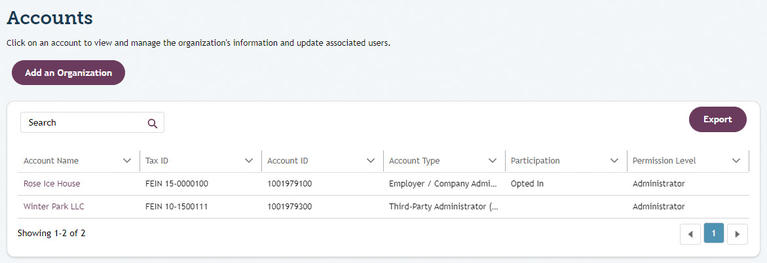 My FAMLI+ Employer Exporting Accounts Data