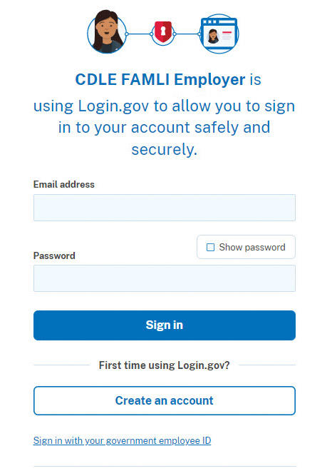 My FAMLI+ Employer Logindotgov Main Screen