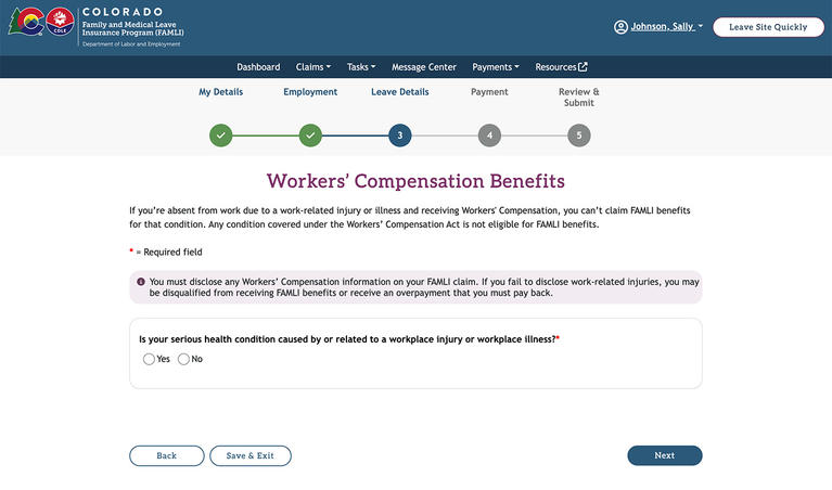 My FAMLI+ Worker's Compensation Benefits screenshot