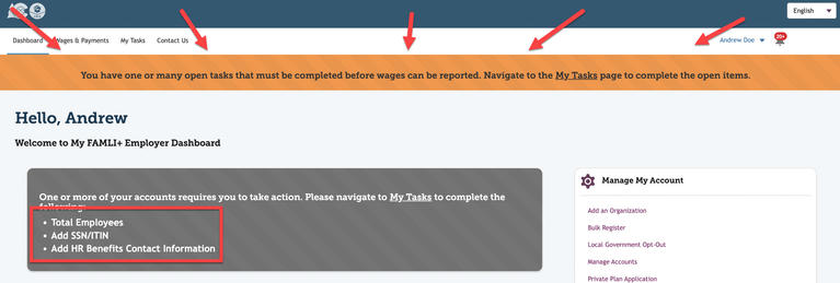 My FAMLI+ Employer My Tasks