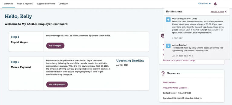 My FAMLI+ Employer Penalties Notifications