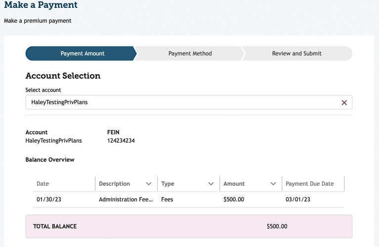 My FAMLI+ Employer Pay Private Plan Application Fee Payment Amount Step