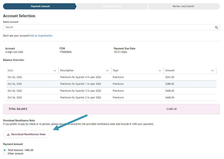 My FAMLI+ Employer Pay By Check Download Remittance Note