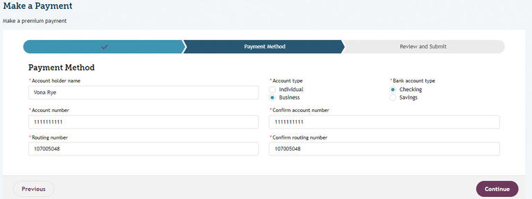 My FAMLI+ Employer Payments Dashboard Payment Method