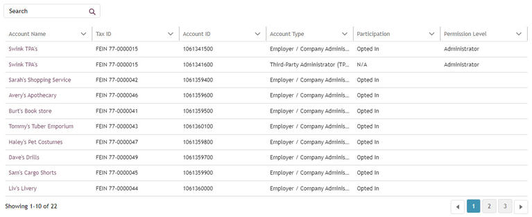 My FAMLI+ Employer TPA Bulk Registration Account List View