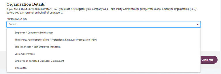 My FAMLI+ Employer TPA Registration Organization Details