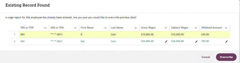 My FAMLI+ Employer TPA Viewing Wage Reports Existing Record Found