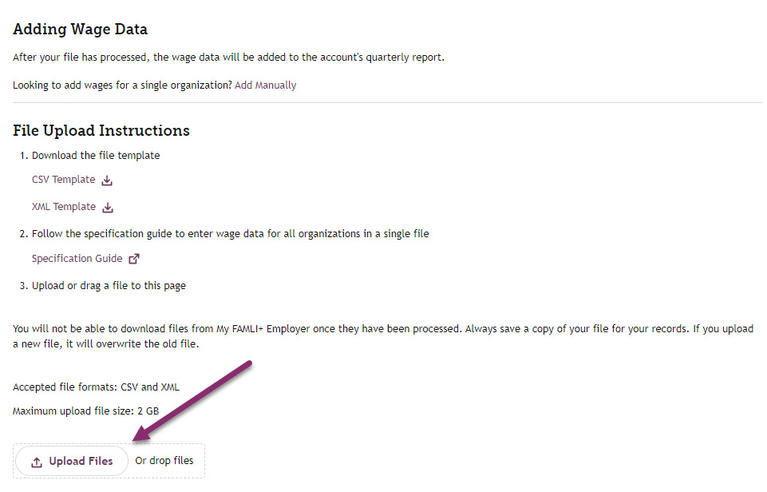 My FAMLI+ Employer TPA Wage Reporting Adding Wage Data